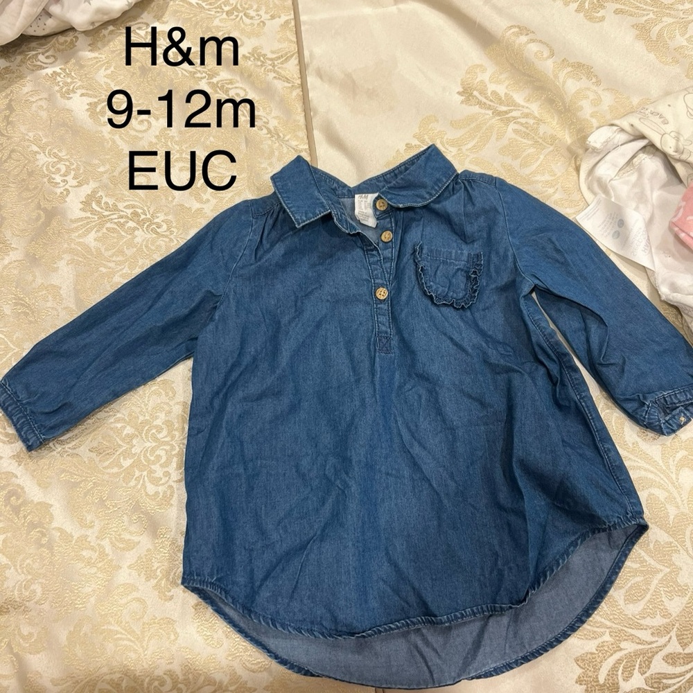H&M Denim Blue Girls Dress 9-12m